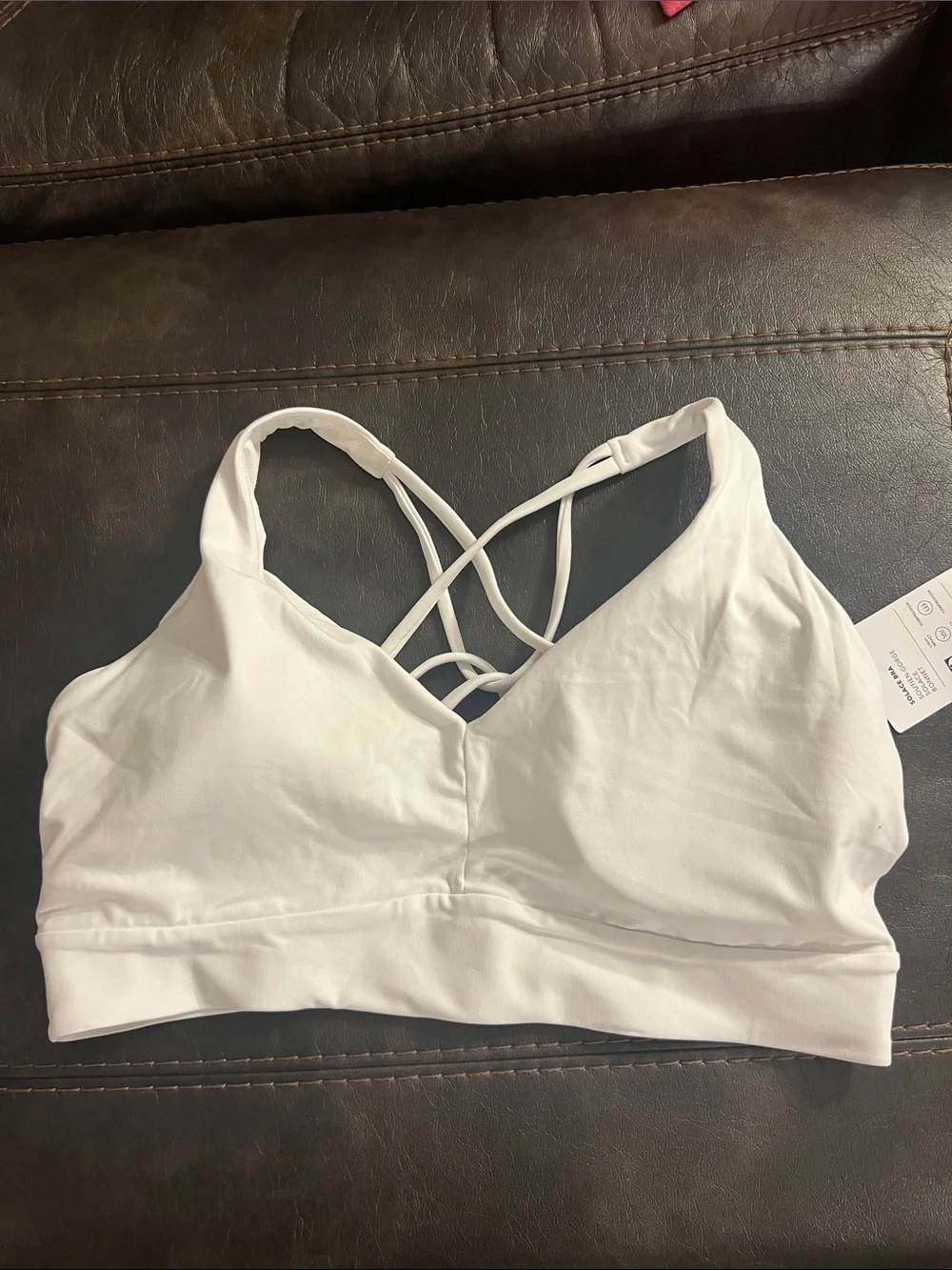 Athleta White Strappy Sports Bra with Crisscross Back